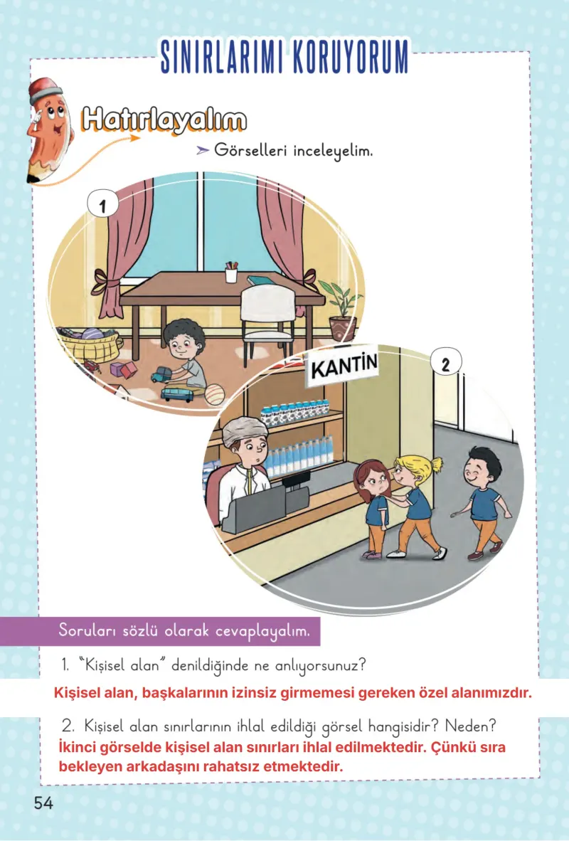 2. Sınıf Hayat Bilgisi Ders Kitabı Cevapları Meb Yayınları 1. Kitap Sayfa 54 Çözüm Görseli