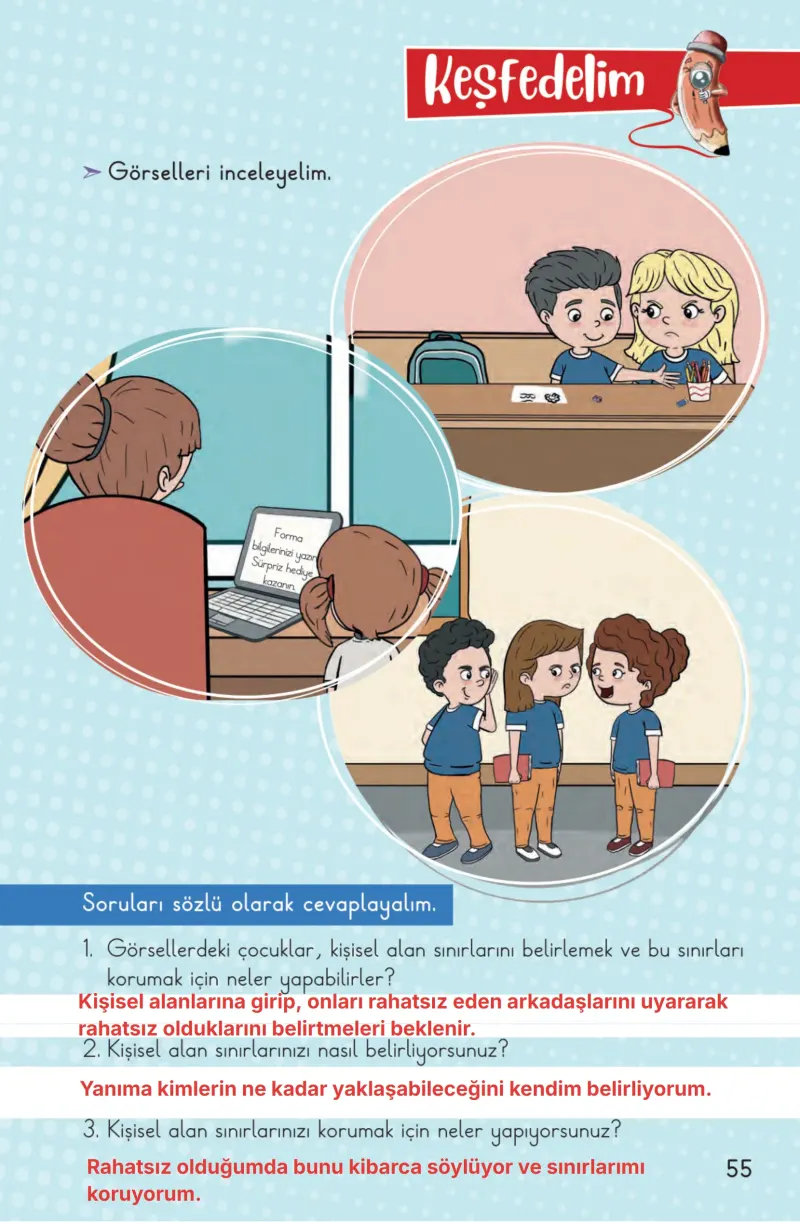 2. Sınıf Hayat Bilgisi Ders Kitabı Cevapları Meb Yayınları 1. Kitap Sayfa 55 Çözüm Görseli