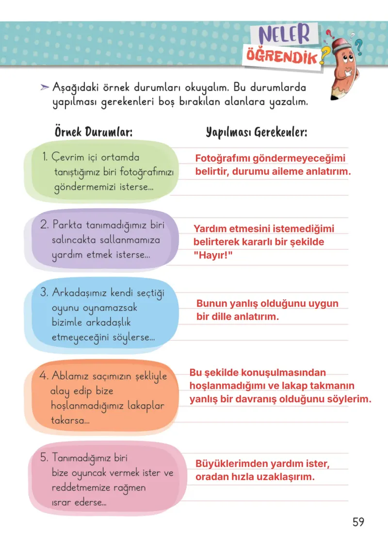 2. Sınıf Hayat Bilgisi Ders Kitabı Cevapları Meb Yayınları 1. Kitap Sayfa 59 Çözüm Görseli