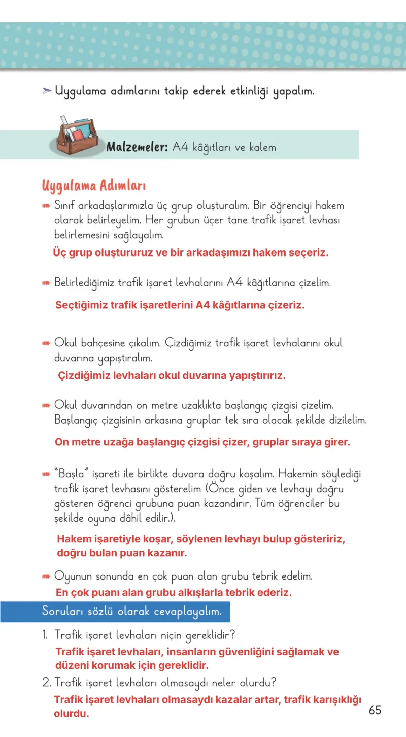 2. Sınıf Hayat Bilgisi Ders Kitabı Cevapları Meb Yayınları 1. Kitap Sayfa 65 Çözüm Görseli