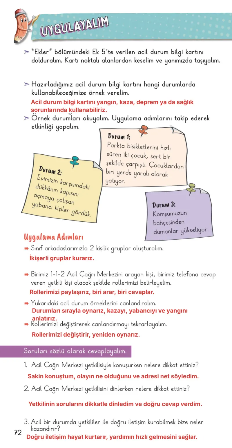 2. Sınıf Hayat Bilgisi Ders Kitabı Cevapları Meb Yayınları 1. Kitap Sayfa 72 Çözüm Görseli
