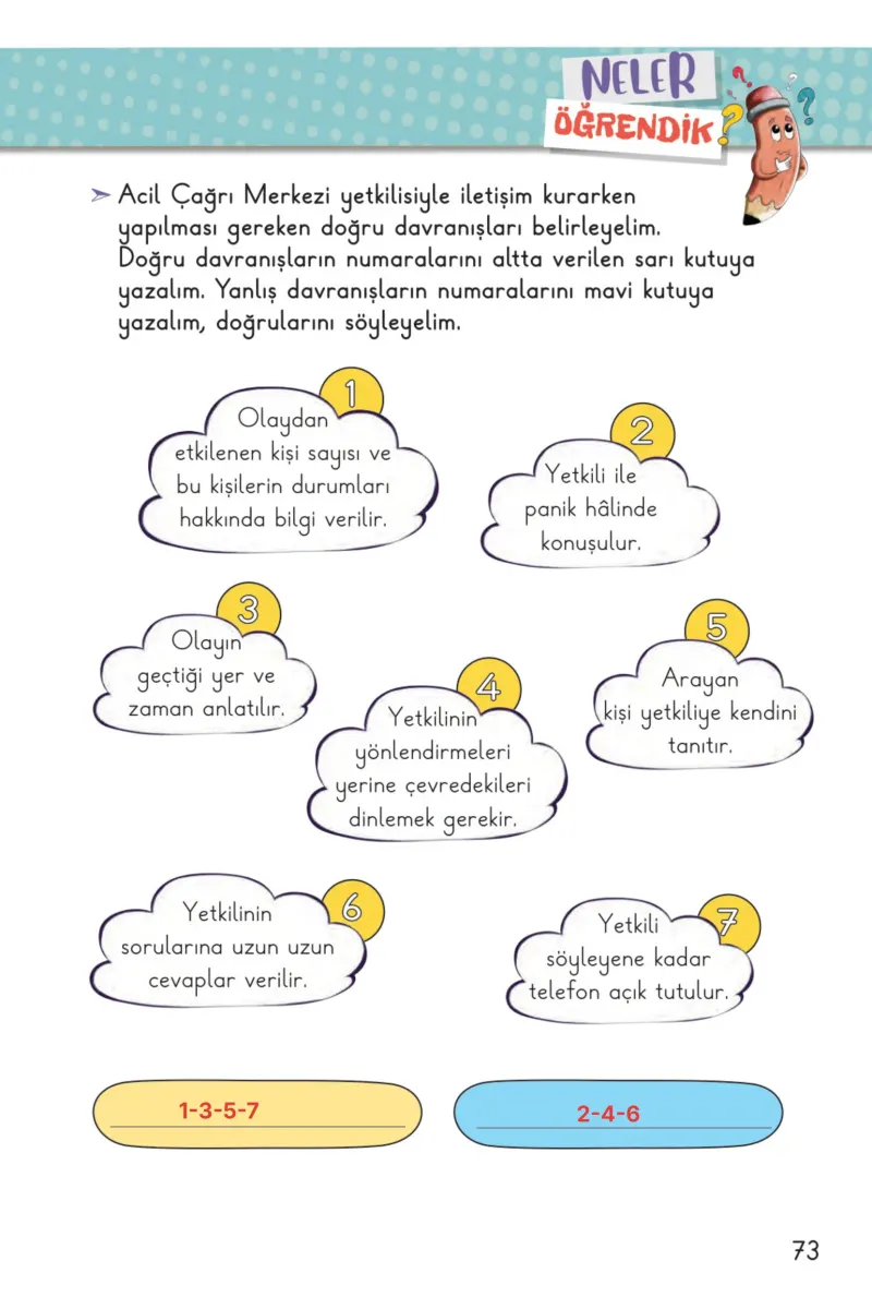 2. Sınıf Hayat Bilgisi Ders Kitabı Cevapları Meb Yayınları 1. Kitap Sayfa 73 Çözüm Görseli