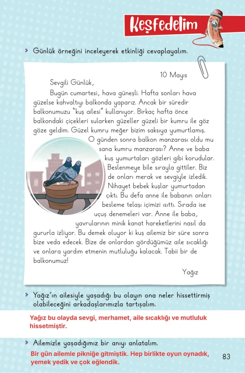 2. Sınıf Hayat Bilgisi Ders Kitabı Cevapları Meb Yayınları 1. Kitap Sayfa 83 Çözüm Görseli