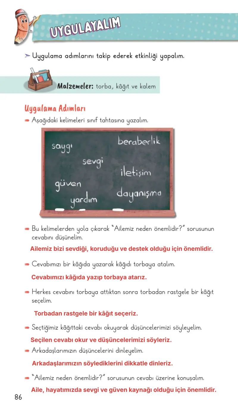 2. Sınıf Hayat Bilgisi Ders Kitabı Cevapları Meb Yayınları 1. Kitap Sayfa 86 Çözüm Görseli