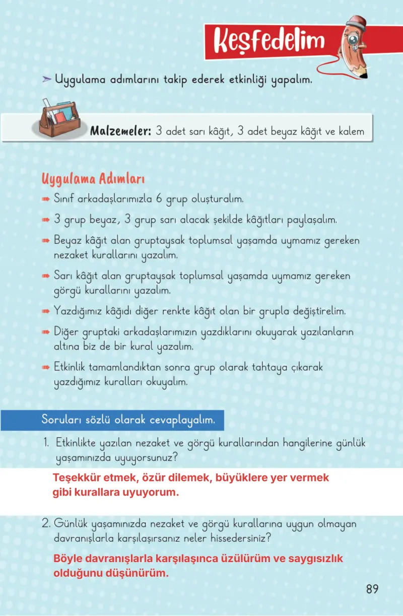 2. Sınıf Hayat Bilgisi Ders Kitabı Cevapları Meb Yayınları 1. Kitap Sayfa 89 Çözüm Görseli