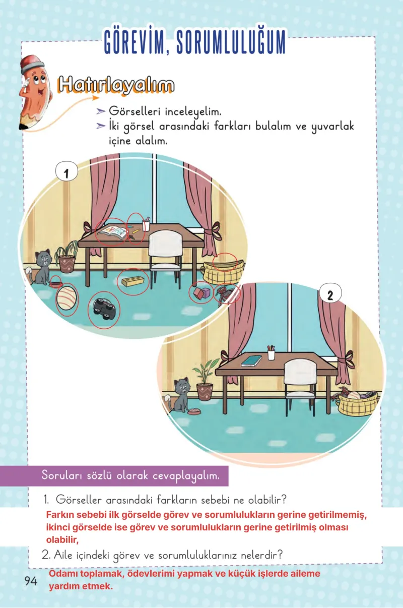 2. Sınıf Hayat Bilgisi Ders Kitabı Cevapları Meb Yayınları 1. Kitap Sayfa 94 Çözüm Görseli