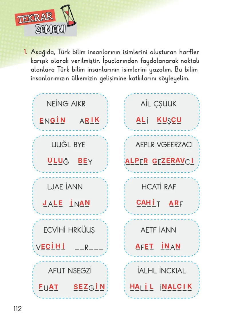 2. Sınıf Hayat Bilgisi Ders Kitabı Cevapları Meb Yayınları 2. Kitap Sayfa 112 Çözüm Görseli