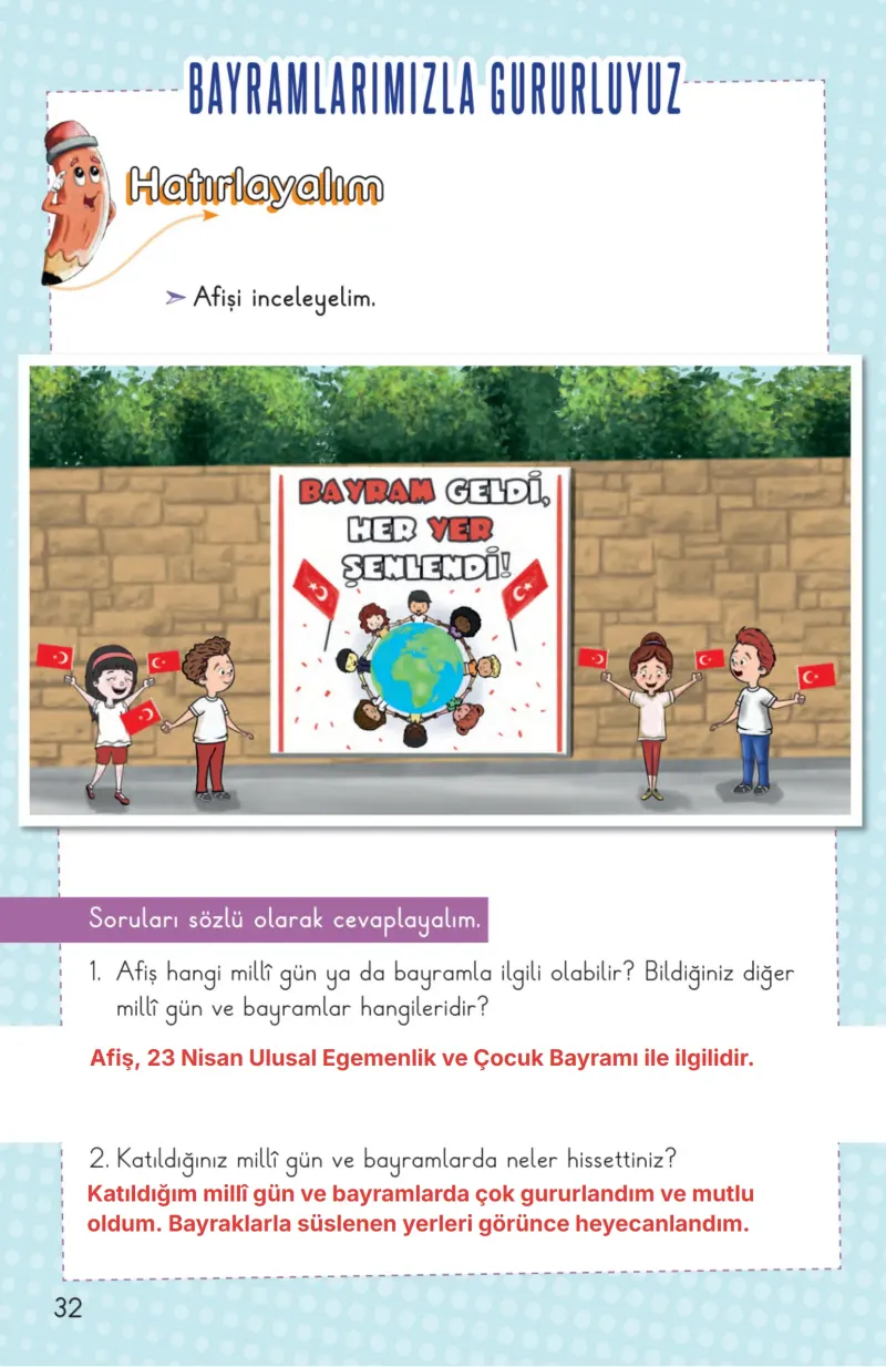 2. Sınıf Hayat Bilgisi Ders Kitabı Cevapları Meb Yayınları 2. Kitap Sayfa 32 Çözüm Görseli