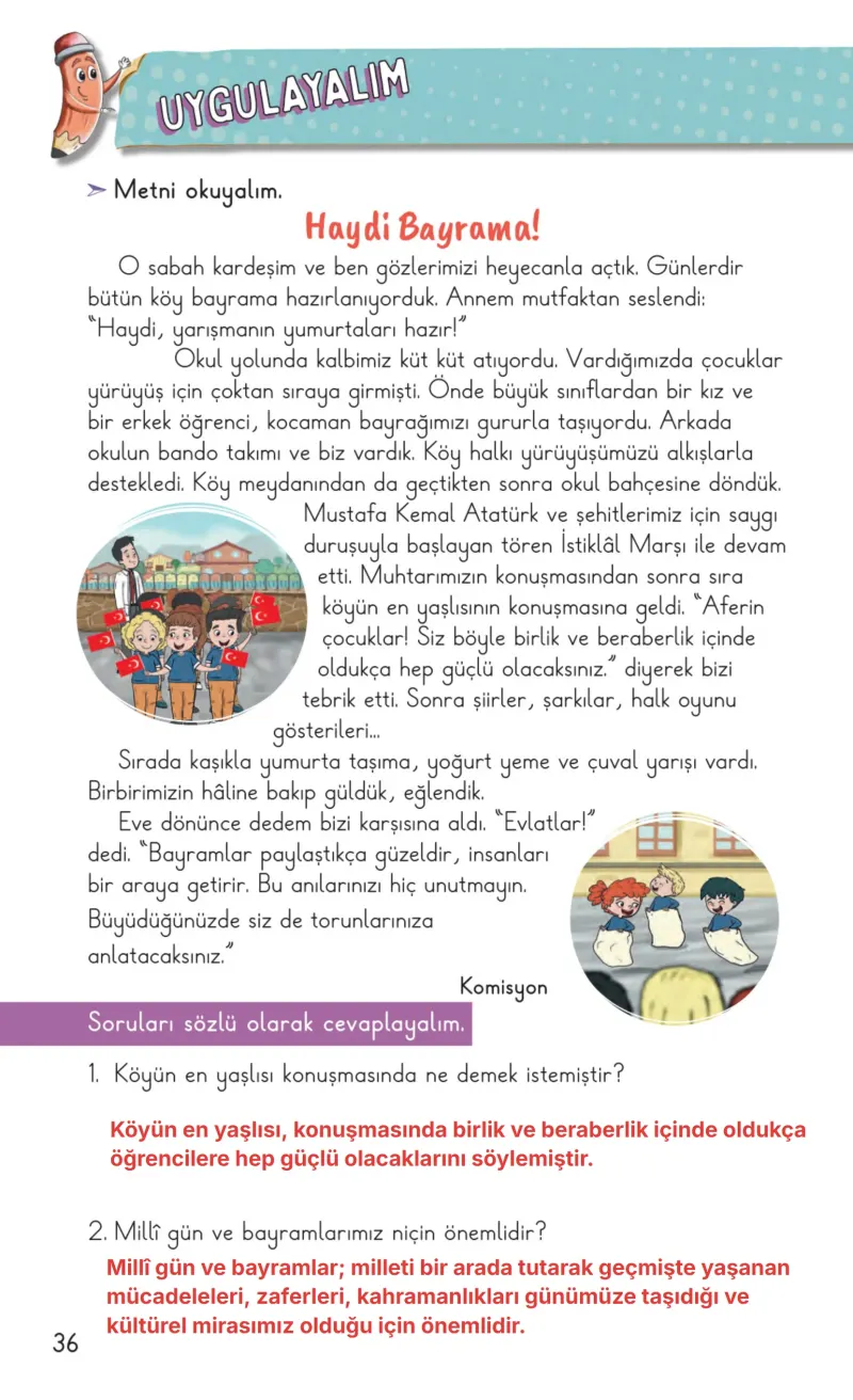 2. Sınıf Hayat Bilgisi Ders Kitabı Cevapları Meb Yayınları 2. Kitap Sayfa 36 Çözüm Görseli