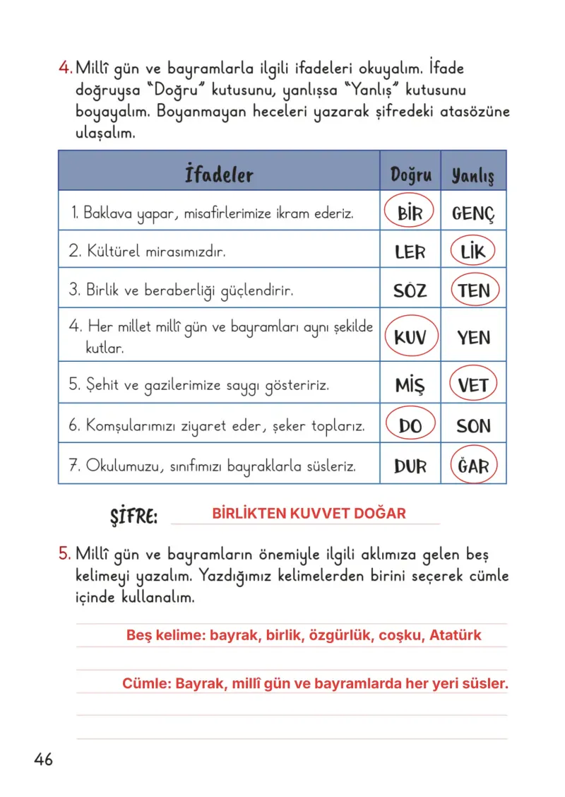 2. Sınıf Hayat Bilgisi Ders Kitabı Cevapları Meb Yayınları 2. Kitap Sayfa 46 Çözüm Görseli