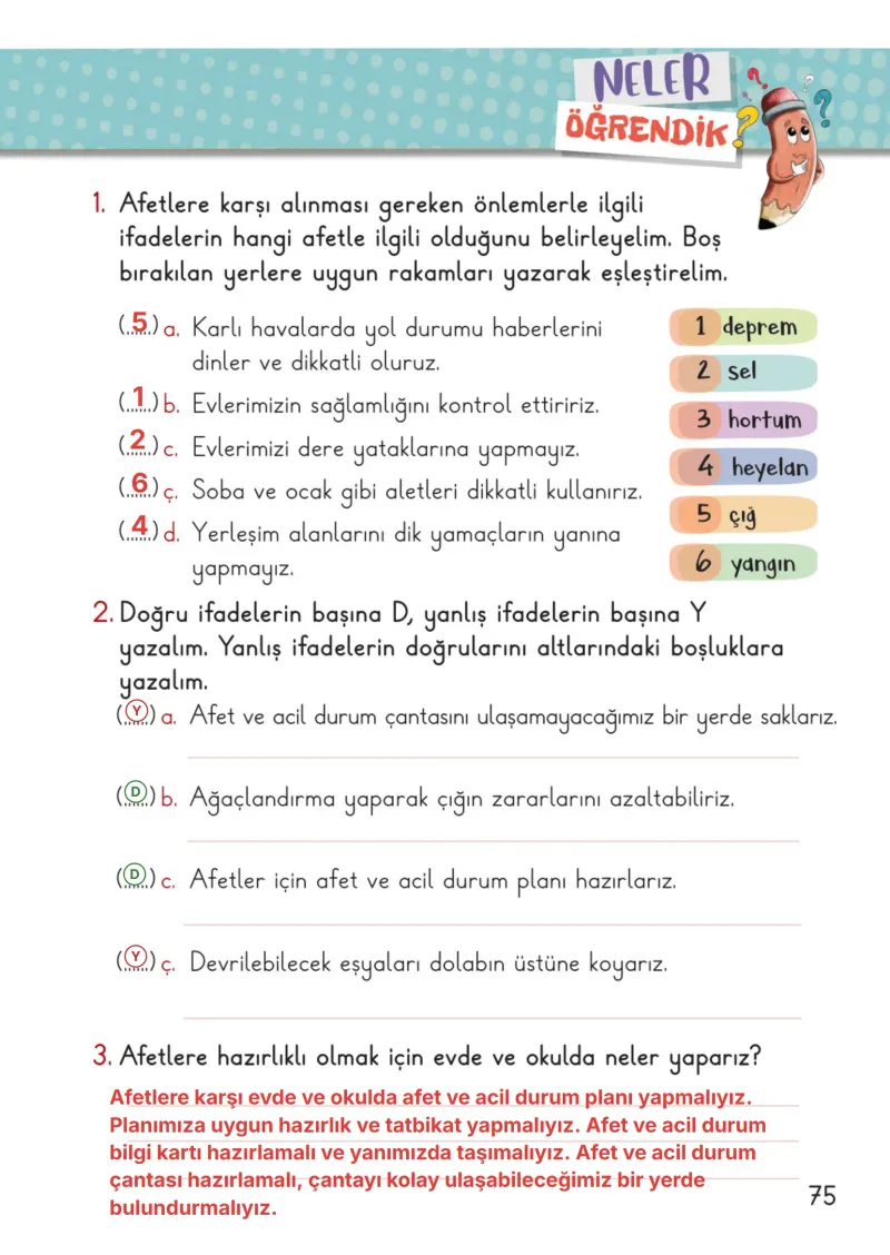 2. Sınıf Hayat Bilgisi Ders Kitabı Cevapları Meb Yayınları 2. Kitap Sayfa 75 Çözüm Görseli