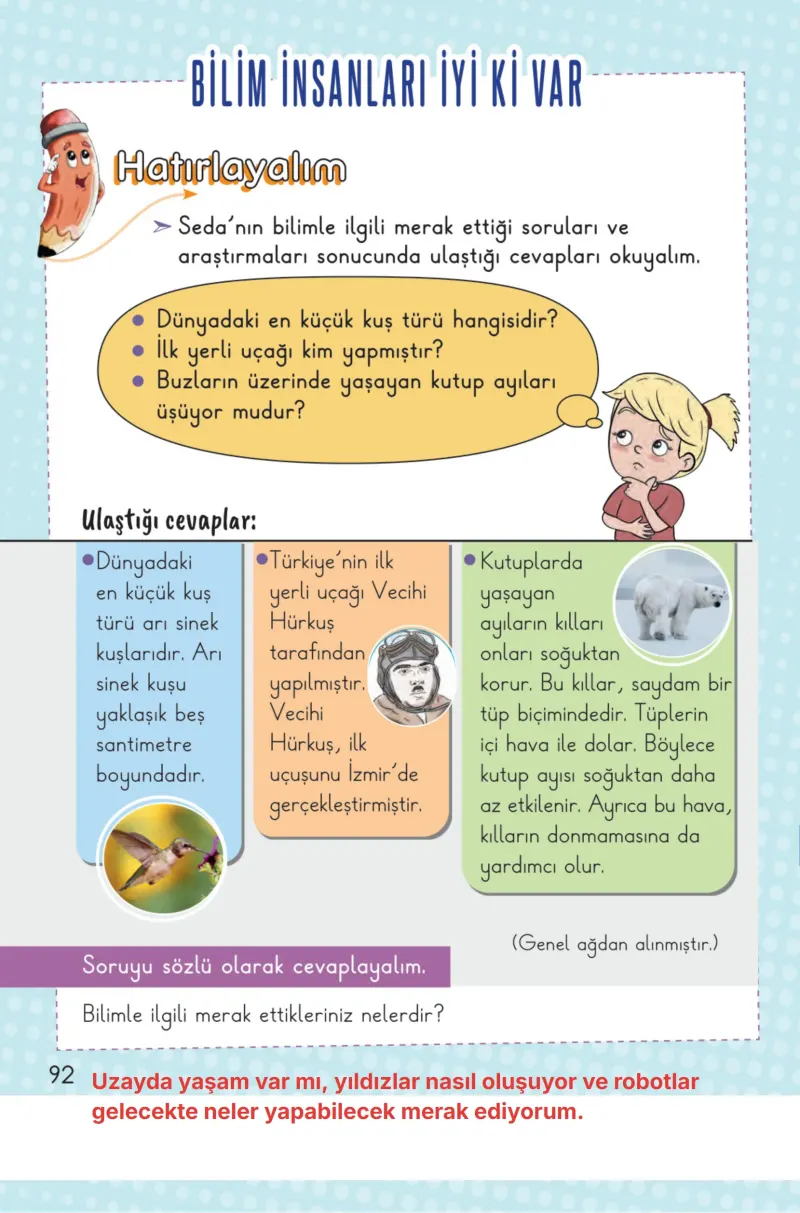 2. Sınıf Hayat Bilgisi Ders Kitabı Cevapları Meb Yayınları 2. Kitap Sayfa 92 Çözüm Görseli