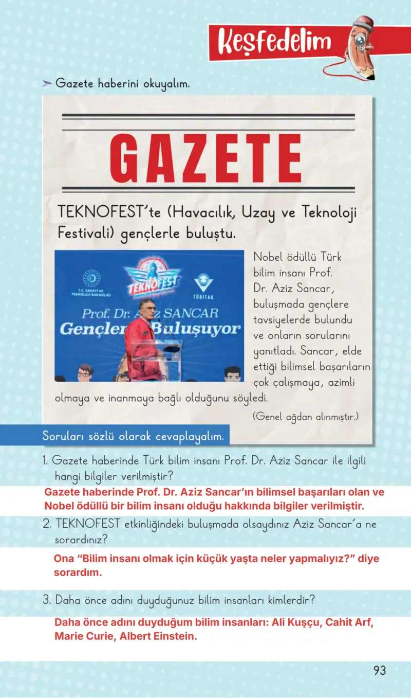 2. Sınıf Hayat Bilgisi Ders Kitabı Cevapları Meb Yayınları 2. Kitap Sayfa 93 Çözüm Görseli