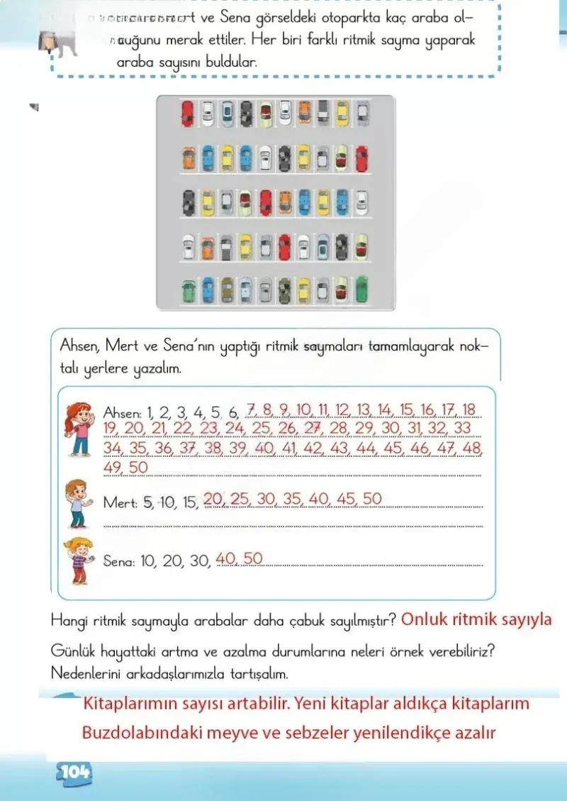 2. Sınıf Matematik Ders Kitabı Cevapları Meb Yayınları 1.Kitap Sayfa 104 Çözüm Görseli