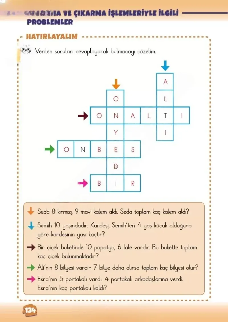 2. Sınıf Matematik Ders Kitabı Cevapları Meb Yayınları 1.Kitap Sayfa 134 Çözüm Görseli
