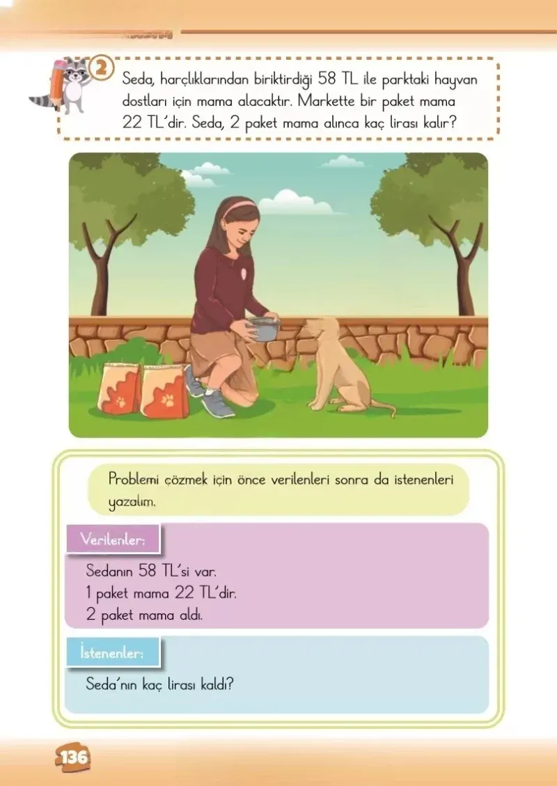 2. Sınıf Matematik Ders Kitabı Cevapları Meb Yayınları 1.Kitap Sayfa 136 Çözüm Görseli