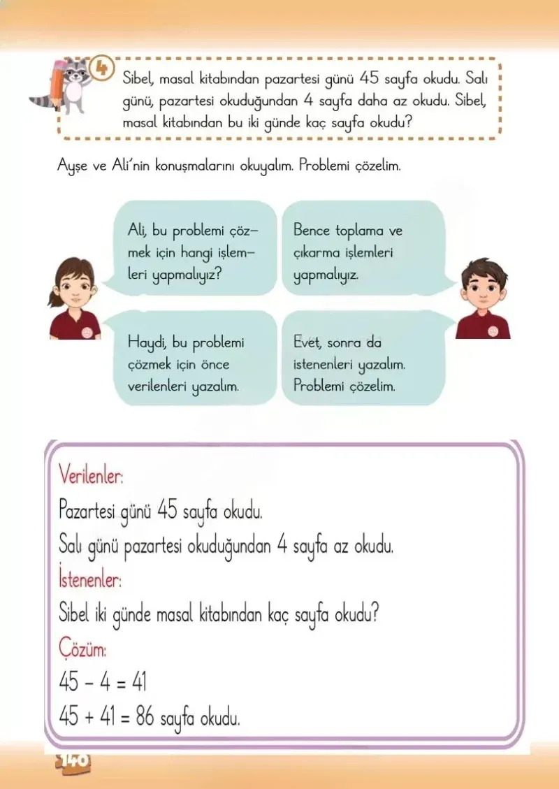 2. Sınıf Matematik Ders Kitabı Cevapları Meb Yayınları 1.Kitap Sayfa 140 Çözüm Görseli