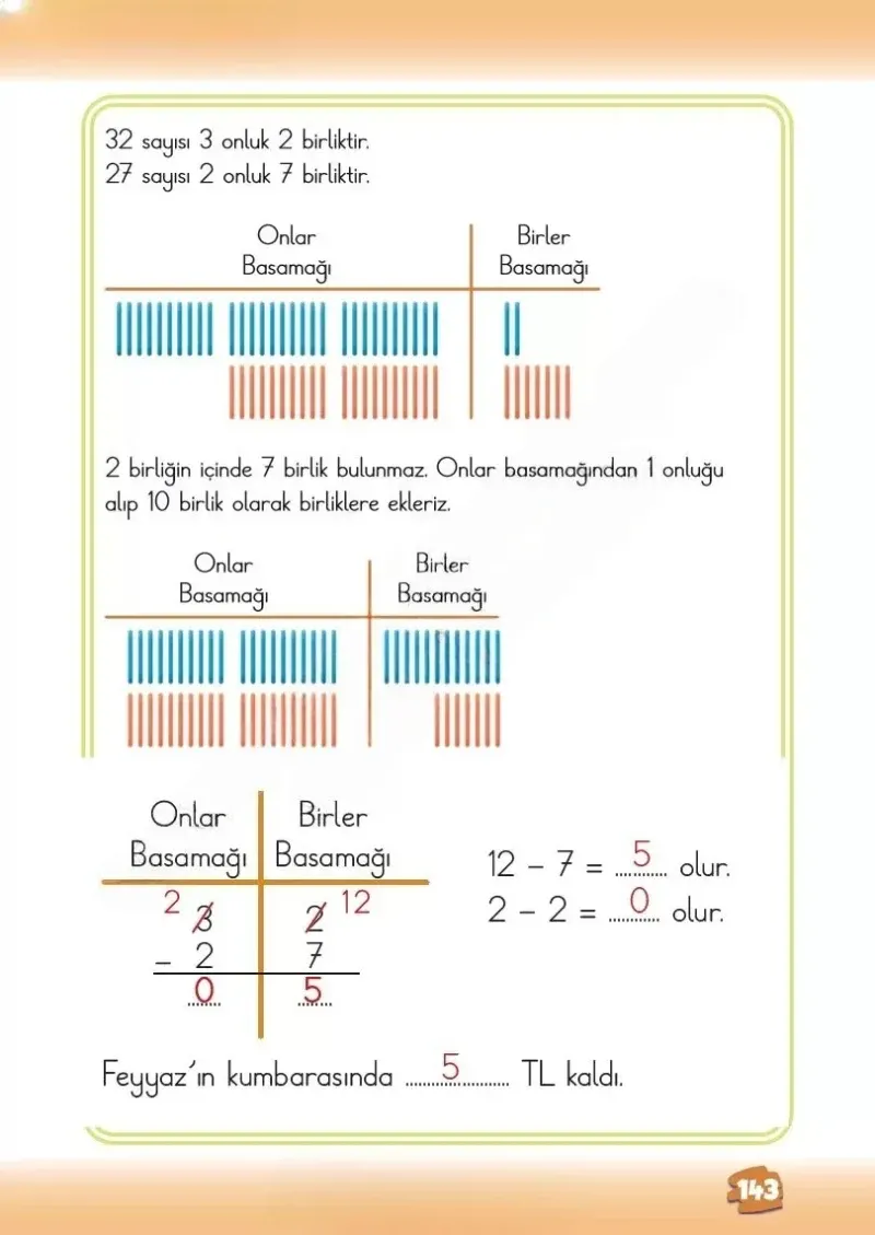 2. Sınıf Matematik Ders Kitabı Cevapları Meb Yayınları 1.Kitap Sayfa 143 Çözüm Görseli