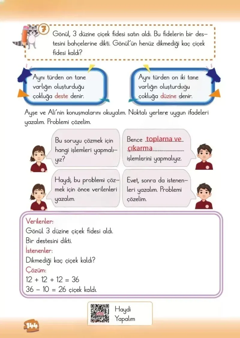 2. Sınıf Matematik Ders Kitabı Cevapları Meb Yayınları 1.Kitap Sayfa 144 Çözüm Görseli