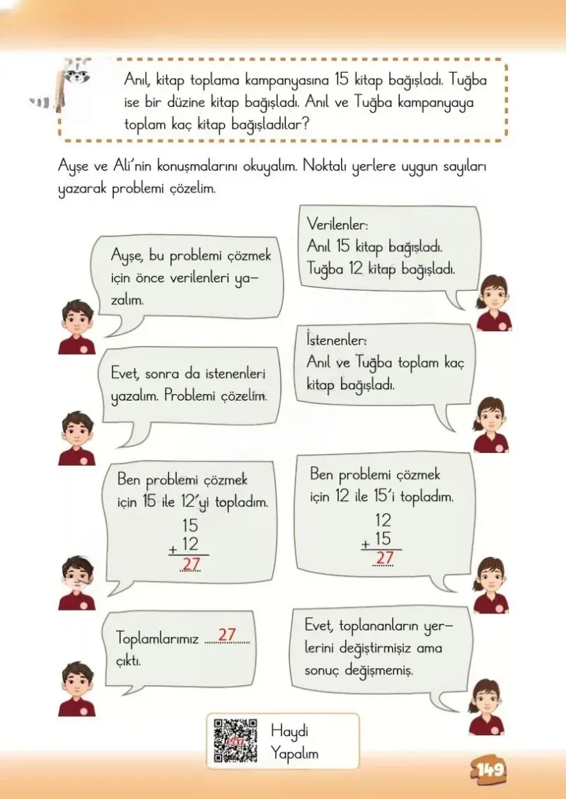 2. Sınıf Matematik Ders Kitabı Cevapları Meb Yayınları 1.Kitap Sayfa 149 Çözüm Görseli