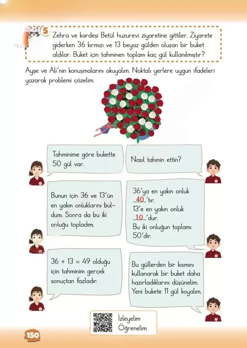 2. Sınıf Matematik Ders Kitabı Cevapları Meb Yayınları 1.Kitap Sayfa 150 Çözüm Görseli