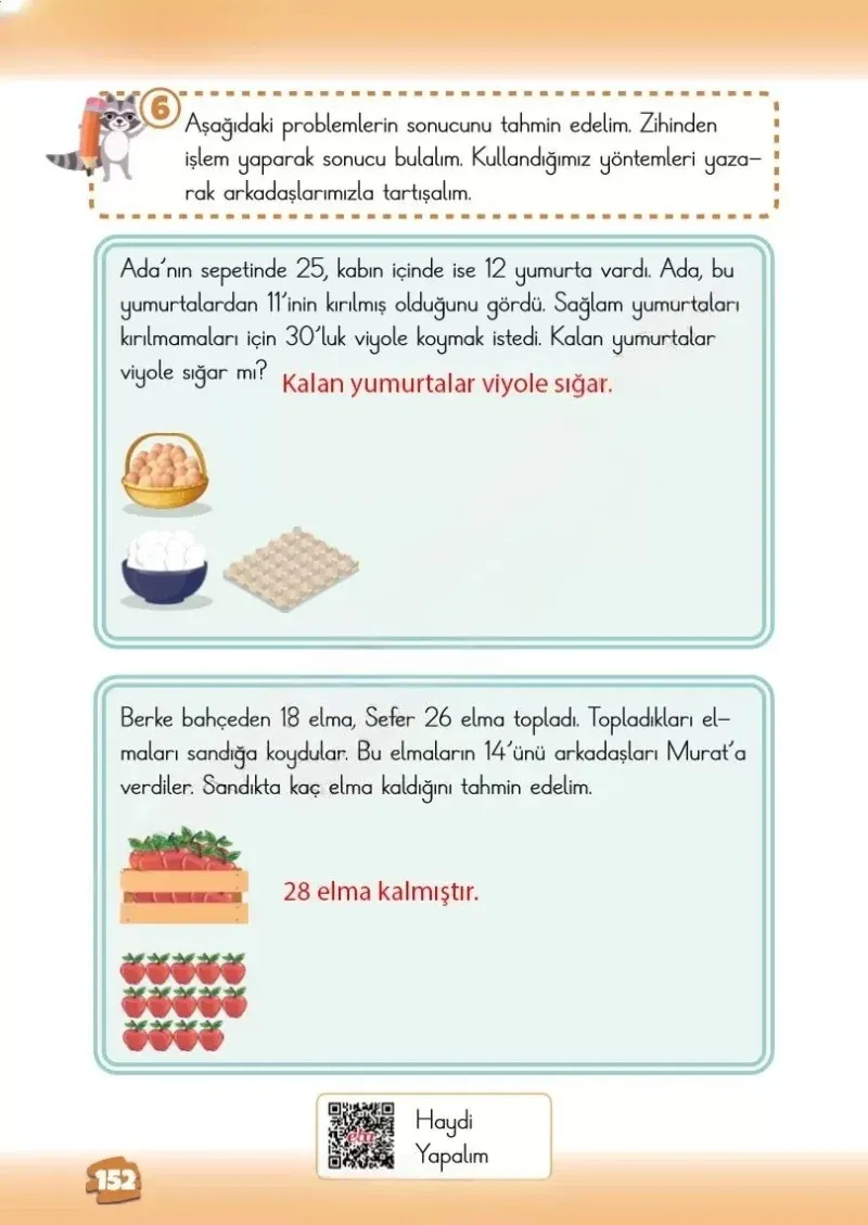 2. Sınıf Matematik Ders Kitabı Cevapları Meb Yayınları 1.Kitap Sayfa 152 Çözüm Görseli