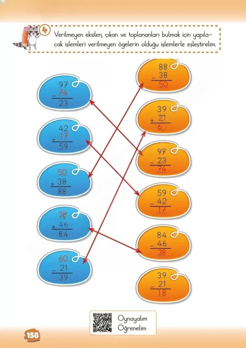 2. Sınıf Matematik Ders Kitabı Cevapları Meb Yayınları 1.Kitap Sayfa 158 Çözüm Görseli