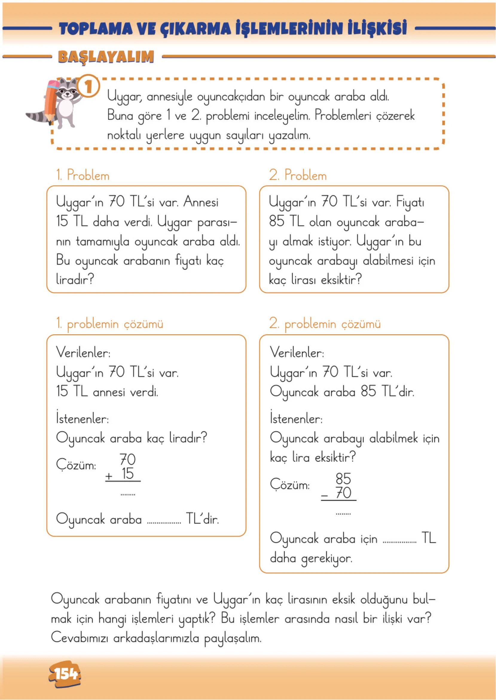 2. Sınıf Matematik Ders Kitabı Cevapları Meb Yayınları 1. Kitap Sayfa 154