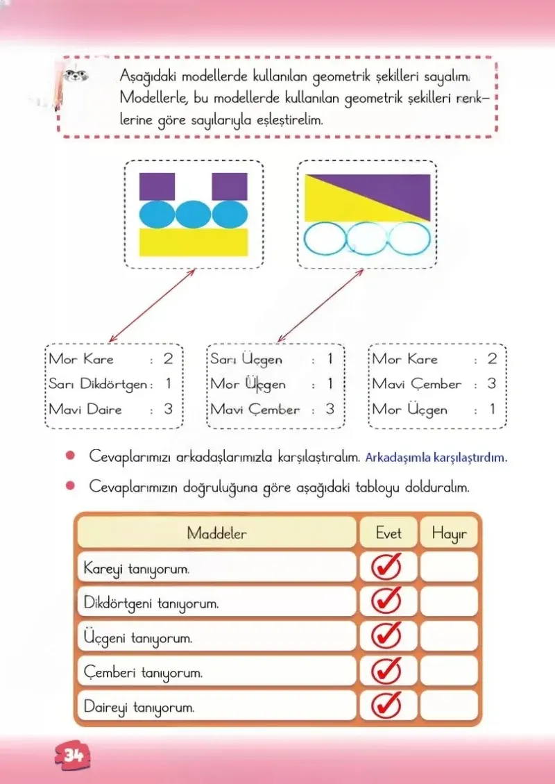 2. Sınıf Matematik Ders Kitabı Cevapları Meb Yayınları 1.Kitap Sayfa 34 Çözüm Görseli