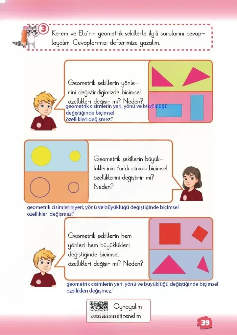 2. Sınıf Matematik Ders Kitabı Cevapları Meb Yayınları 1.Kitap Sayfa 39 Çözüm Görseli