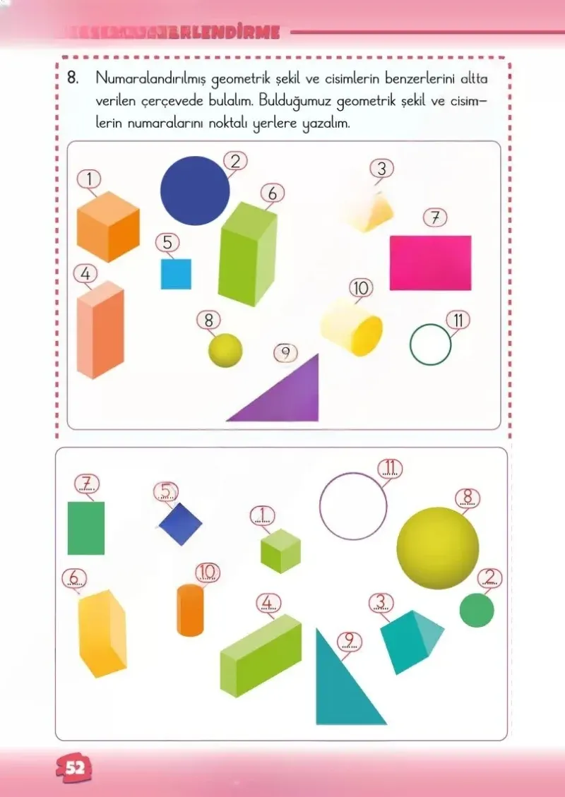 2. Sınıf Matematik Ders Kitabı Cevapları Meb Yayınları 1.Kitap Sayfa 52 Çözüm Görseli