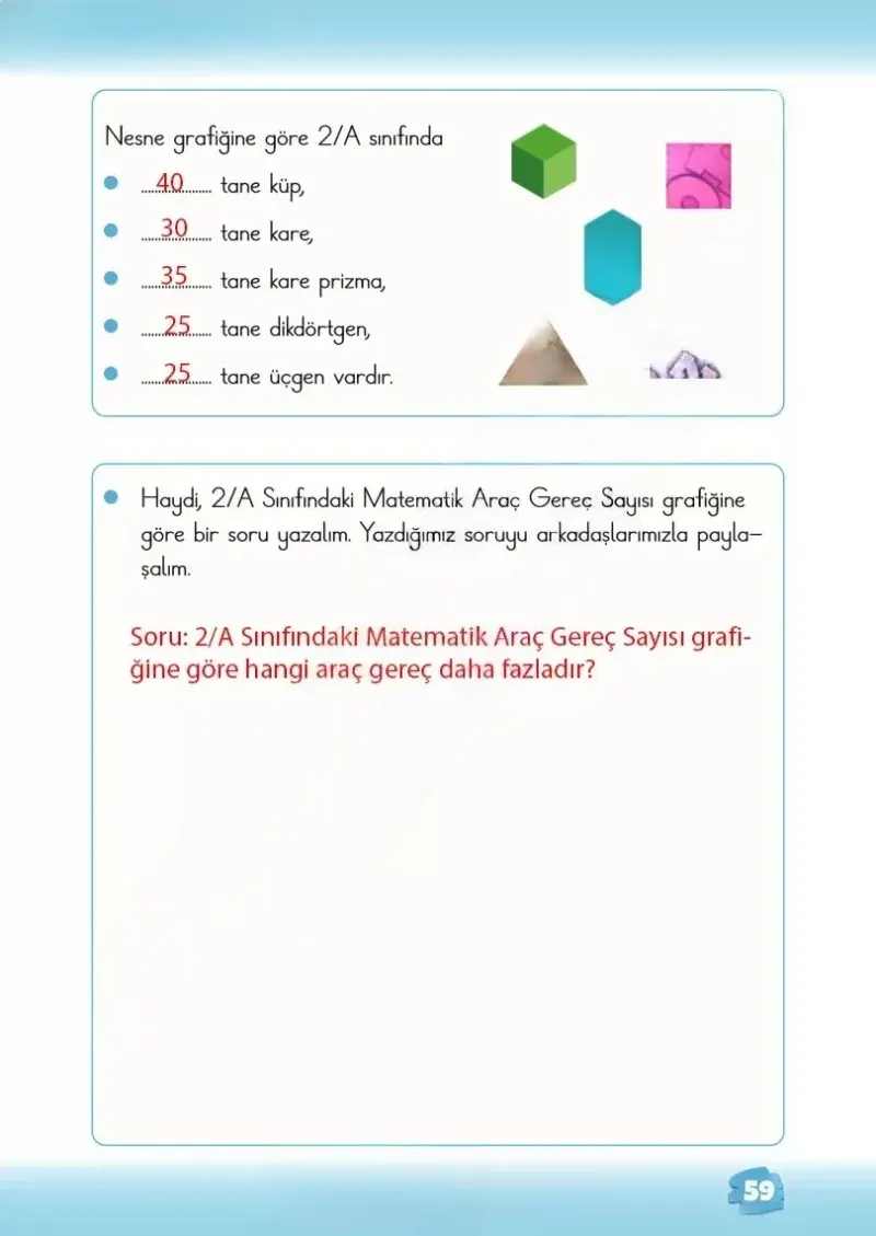 2. Sınıf Matematik Ders Kitabı Cevapları Meb Yayınları 1.Kitap Sayfa 59 Çözüm Görseli