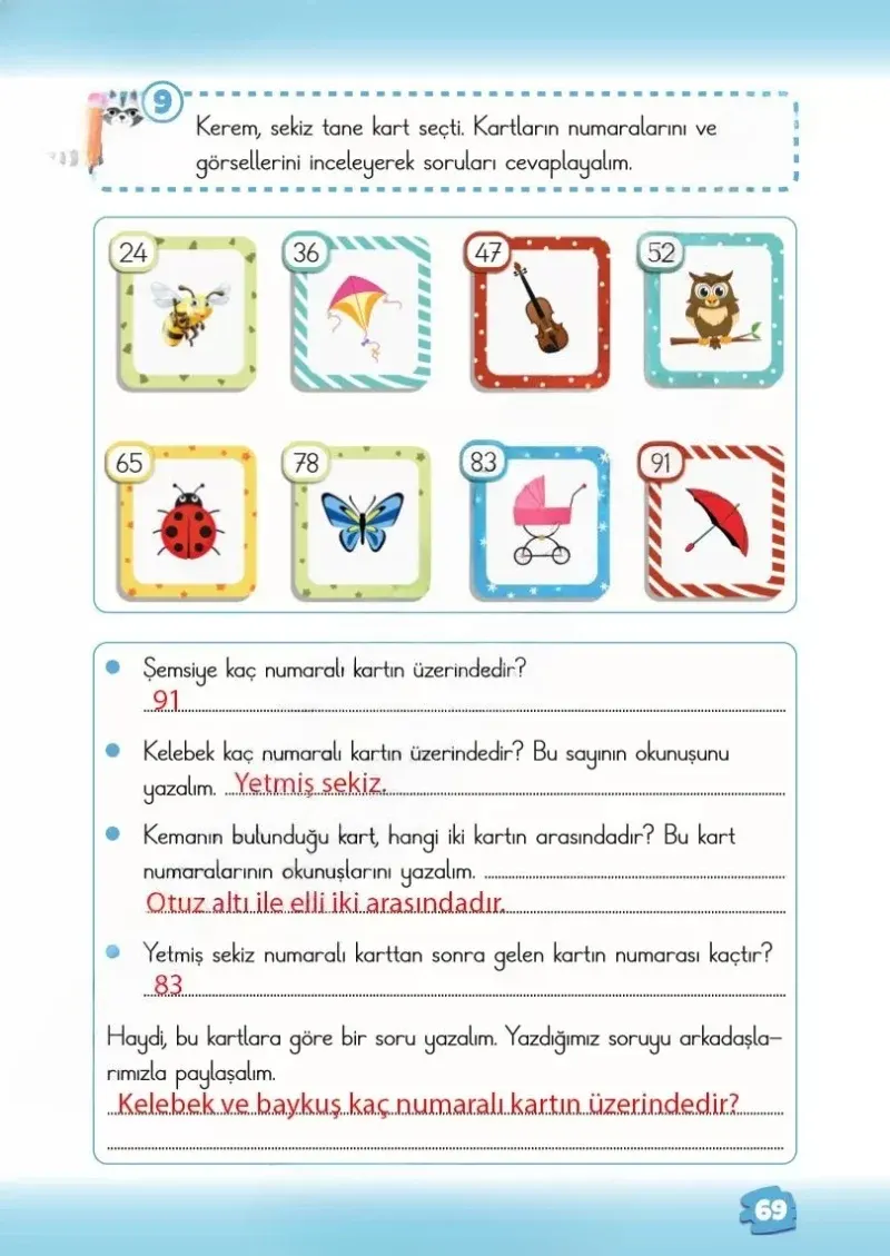 2. Sınıf Matematik Ders Kitabı Cevapları Meb Yayınları 1.Kitap Sayfa 69 Çözüm Görseli