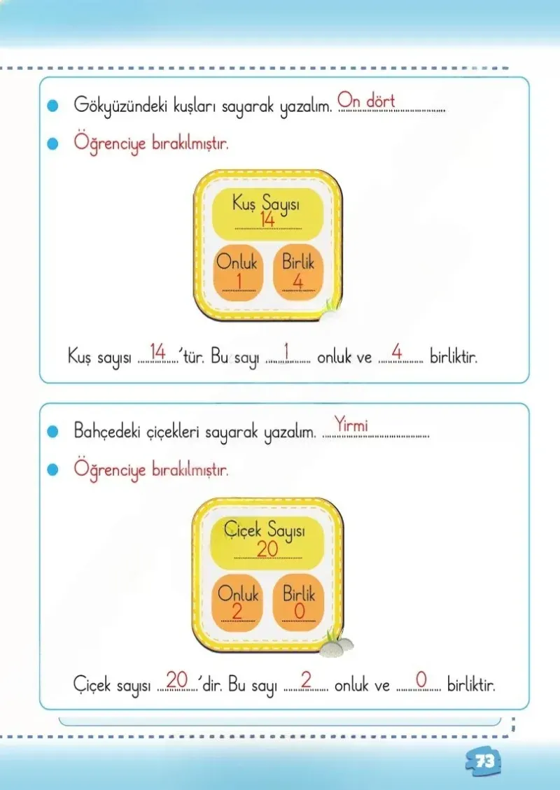 2. Sınıf Matematik Ders Kitabı Cevapları Meb Yayınları 1.Kitap Sayfa 73 Çözüm Görseli