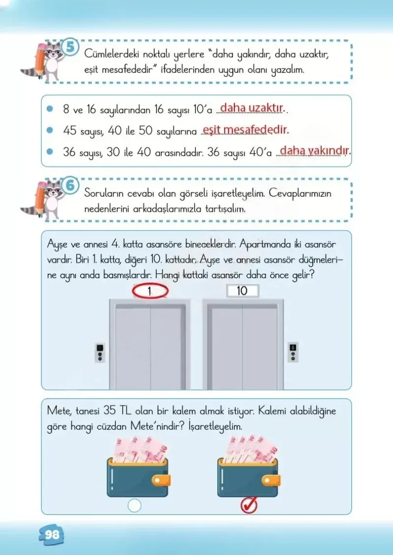2. Sınıf Matematik Ders Kitabı Cevapları Meb Yayınları 1.Kitap Sayfa 98 Çözüm Görseli