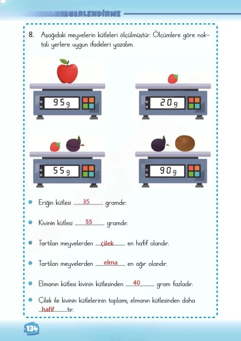 2. Sınıf Matematik Ders Kitabı Cevapları Meb Yayınları 2. Kitap Sayfa 134 Çözüm Görseli