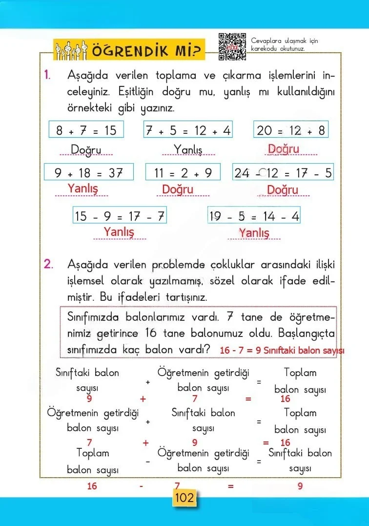 2. Sınıf Matematik Ders Kitabı Cevapları MHG Yayınları Sayfa 102 Çözüm Görseli