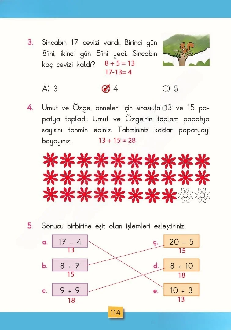 2. Sınıf Matematik Ders Kitabı Cevapları MHG Yayınları Sayfa 114 Çözüm Görseli