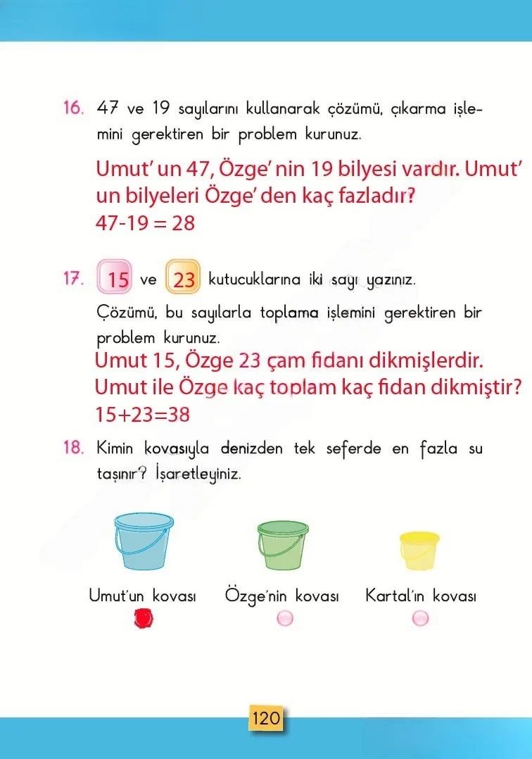 2. Sınıf Matematik Ders Kitabı Cevapları MHG Yayınları Sayfa 120 Çözüm Görseli