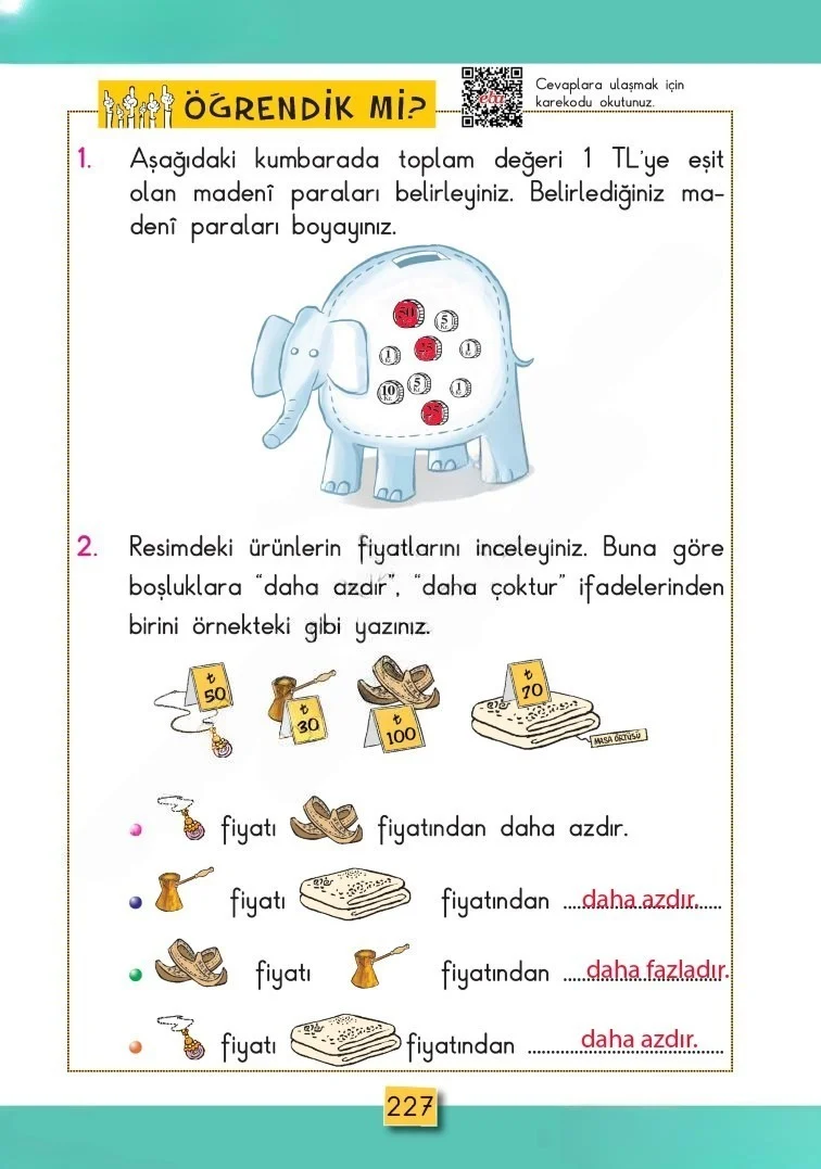 2. Sınıf Matematik Ders Kitabı Cevapları MHG Yayınları Sayfa 227 Çözüm Görseli