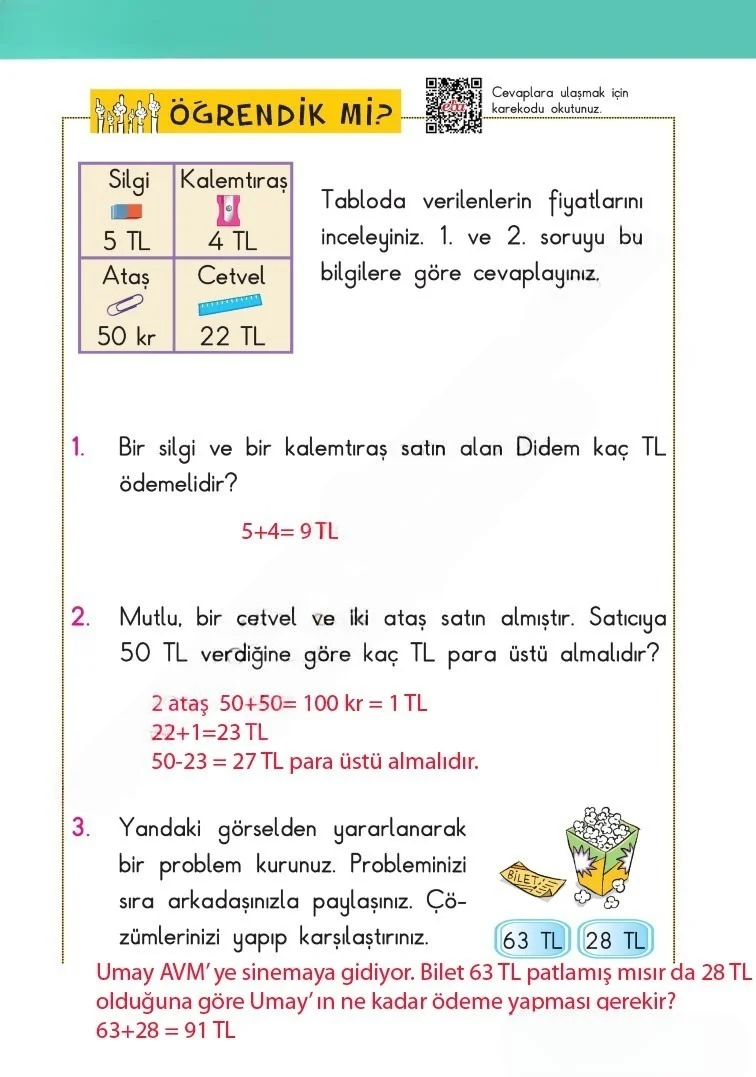 2. Sınıf Matematik Ders Kitabı Cevapları MHG Yayınları Sayfa 229 Çözüm Görseli