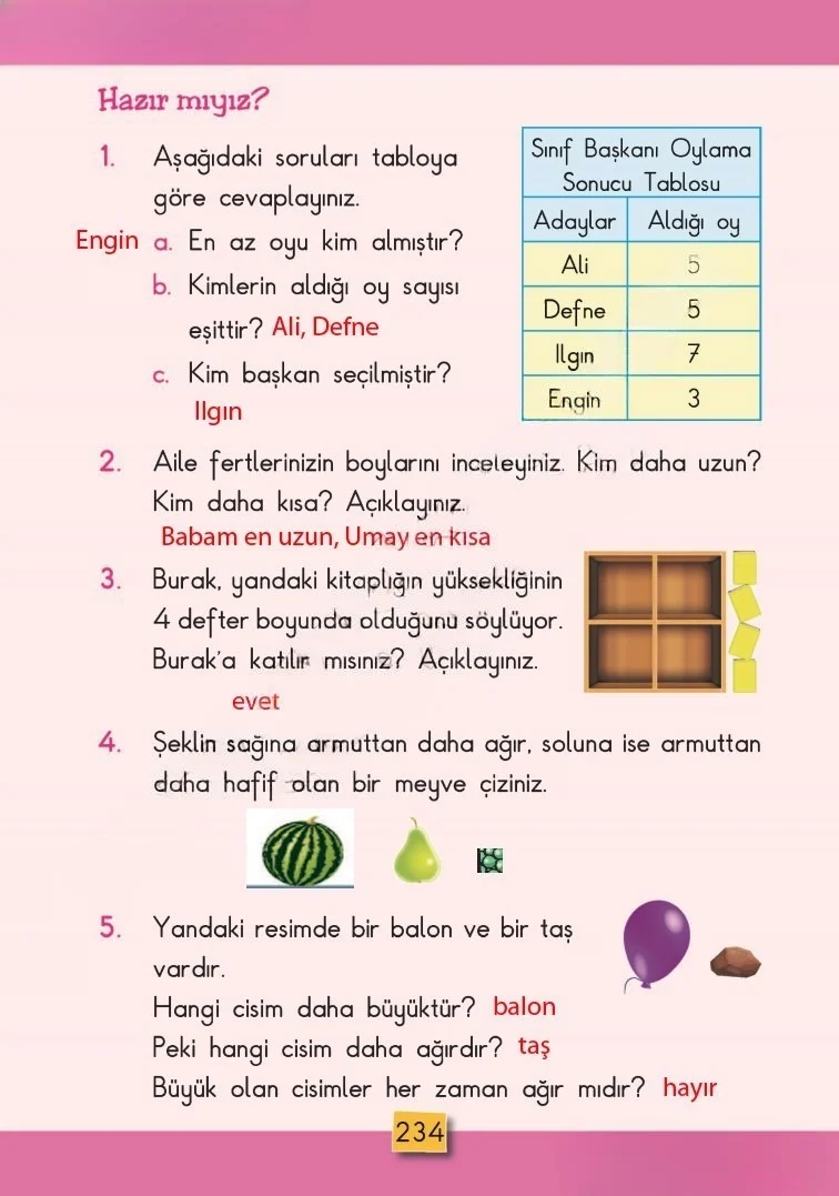 2. Sınıf Matematik Ders Kitabı Cevapları MHG Yayınları Sayfa 234 Çözüm Görseli