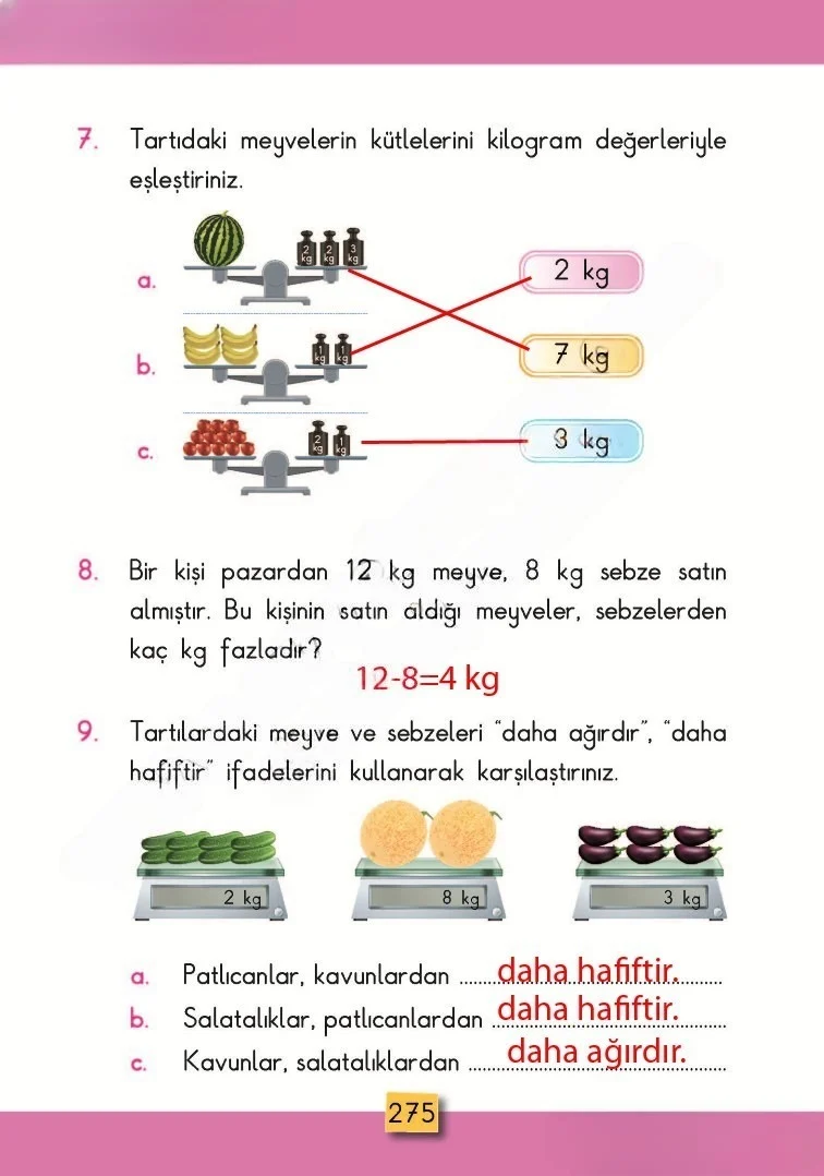 2. Sınıf Matematik Ders Kitabı Cevapları MHG Yayınları Sayfa 275 Çözüm Görseli