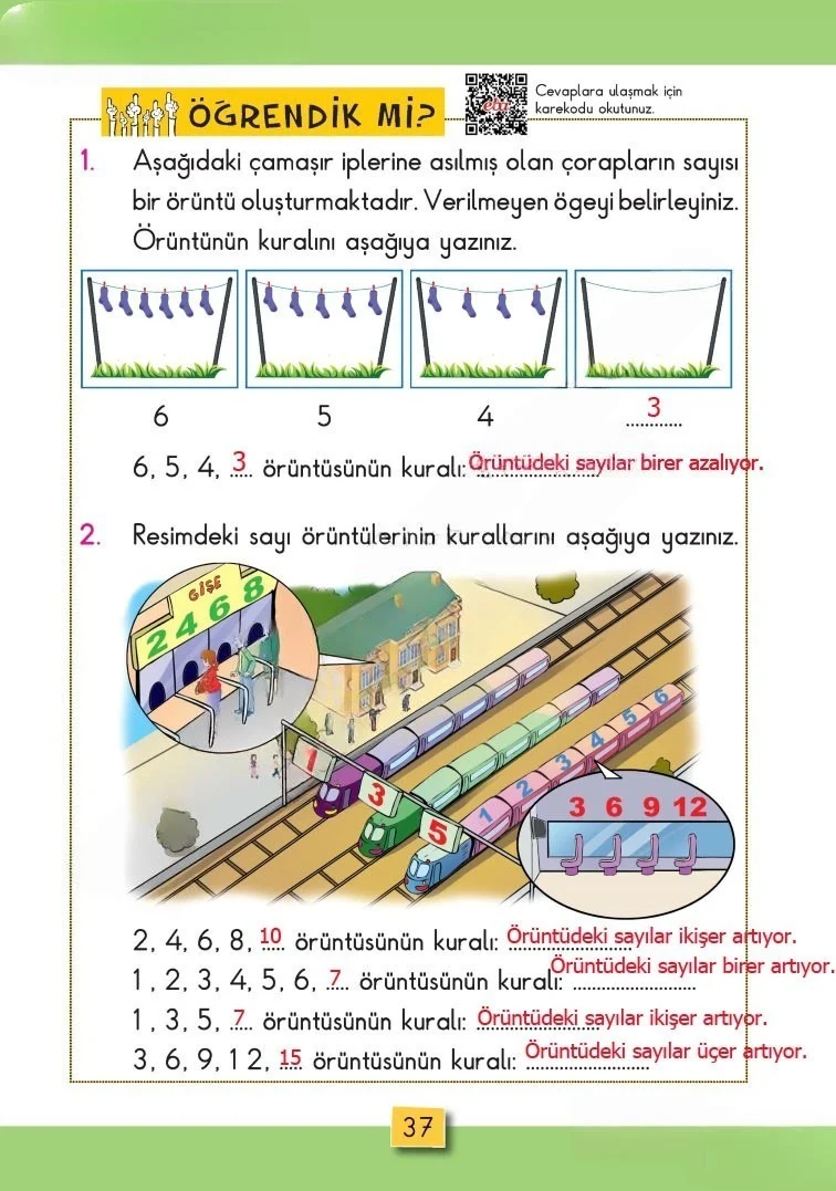 2. Sınıf Matematik Ders Kitabı Cevapları MHG Yayınları Sayfa 37 Çözüm Görseli
