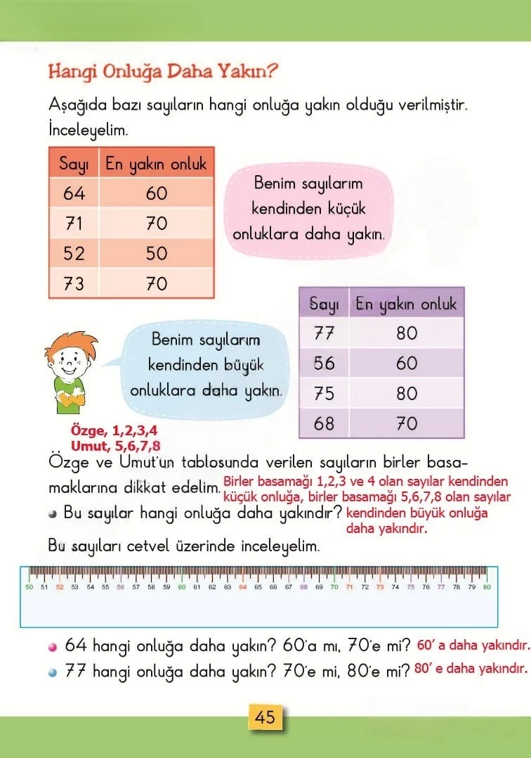 2. Sınıf Matematik Ders Kitabı Cevapları MHG Yayınları Sayfa 45 Çözüm Görseli