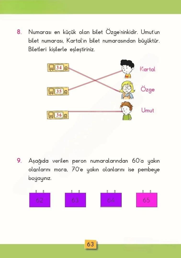 2. Sınıf Matematik Ders Kitabı Cevapları MHG Yayınları Sayfa 63 Çözüm Görseli