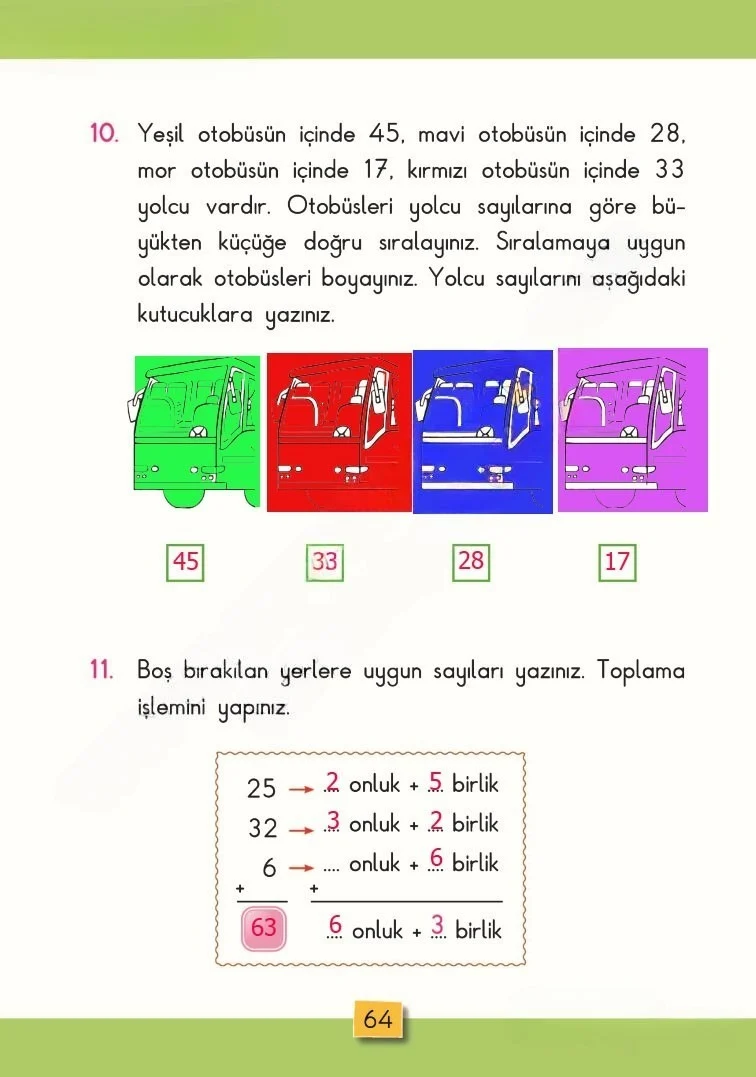 2. Sınıf Matematik Ders Kitabı Cevapları MHG Yayınları Sayfa 64 Çözüm Görseli