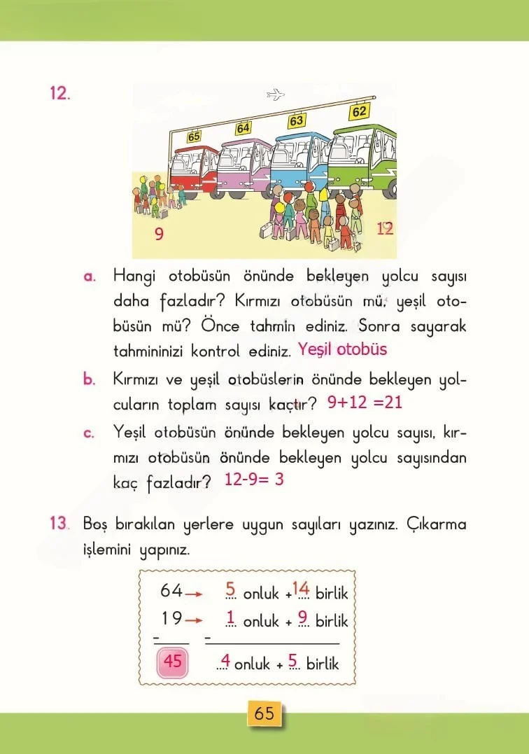 2. Sınıf Matematik Ders Kitabı Cevapları MHG Yayınları Sayfa 65 Çözüm Görseli