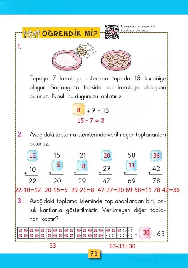 2. Sınıf Matematik Ders Kitabı Cevapları MHG Yayınları Sayfa 73 Çözüm Görseli