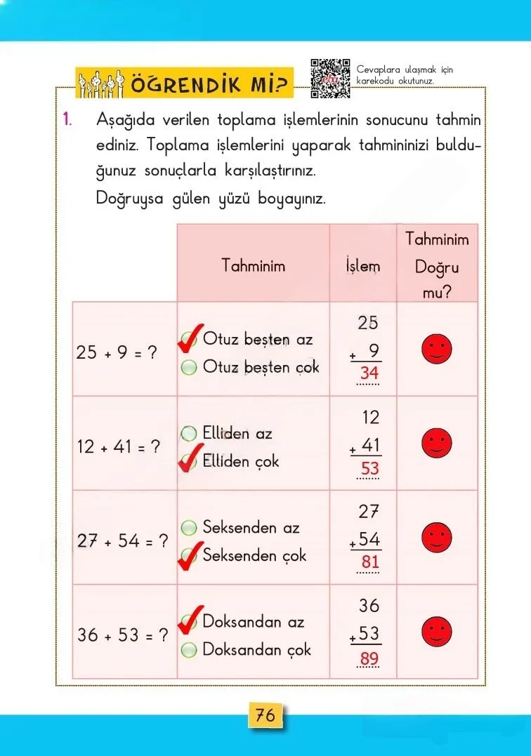 2. Sınıf Matematik Ders Kitabı Cevapları MHG Yayınları Sayfa 76 Çözüm Görseli